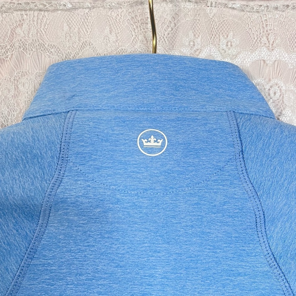 Peter Millar KALOS Golf Women's Perth Melange Raglan-Sleeve 1/4 Zip Blue Size L - Picture 5 of 13